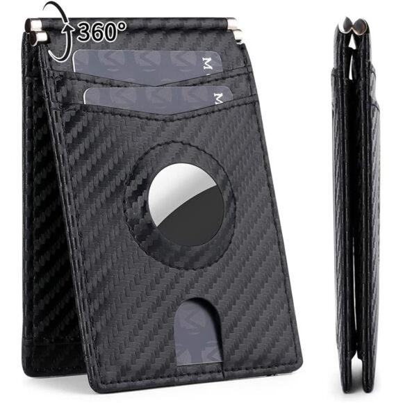 AirTag Wallet Men Slim Minimalist Bifold Wallet With AirTag Holder RFID Blocking - Picture 2 of 7